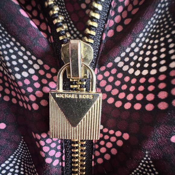 MICHAEL Michael Kors Blouse Women’s M Burgundy Purple Geometric Full Zip - Picture 5 of 12